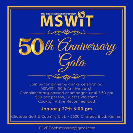 SAVE THE DATE–MSWIT 50th Anniversary GALA – Tuesday, January 27 – Chateau Estates Country Club